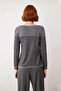 Grey Striped Crew Neck Acrylic Knitwear Sweater for Women Elevate Your Fall Winter Style - 4