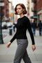 Women's Fitted Crew Neck Long Sleeve Ribbed Knit Sweater Casual Stylish and Comfortable Style High Quality