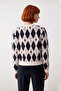 Women's Regular Fit Thick Argyle Patterned Pique Knitted Sweater Offers Winter Elegance and Comfort - 4