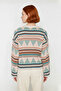 Women's Oversized Ethnic Patterned Crew Neck Low Sleeve Knitwear Sweater Is a Stylish and Comfortable Choice for Winter - 4