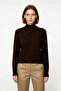 Women's Oversized Stand Collar Knit Sweater Raglan Sleeve Winter Casual Chic Burgundy Basic Design - 2