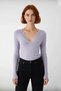 Slim Ribbed Mock Neck Long Sleeve Fitted Knitwear Sweater for Women Spring Autumn Daily Chic - 2