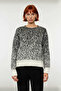 Women's Regular Fit Crew Neck Stone Pattern Thick Knit Sweater Matching Winter and Autumn Elegance - 2