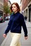 Women's Navy Blue Oversize Wide Fit Polo Neck Knitwear Sweater Ideal for Winter Days Casual Combination