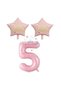İstoç Pink Color Number and Happy Birthday Written Star Foil Balloon Set Age 5