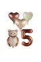 Istoch Brown Color Foil Balloon Set with Number Teddy Bear and Heart, Age 5