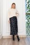 Women's Winter Black Polka Dot Elastic Waist Satin Viscose Skirt Stylish Daily Comfortable 6822 - 3