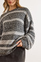Women's Smoked Striped Textured Comfortable Fit Knit Sweater Kzk-19001031 - 5