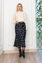 Women's Winter Black Polka Dot Elastic Waist Satin Viscose Skirt Stylish Daily Comfortable 6822 - 5