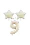 İstoç Beige Number and Happy Birthday Written Star Foil Balloon Set Age 9
