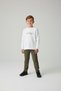 Children's White/Khaki World Tour Embroidered Ribbed Suit
