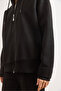 Women's Black Asymmetrical Ribbed Cuff Detailed Oversize Sweatshirt Swt-19000765 - 4