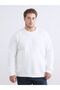 Lcwaikiki Classic White Large Size Crew Neck Printed Men's Thick Sweatshirt