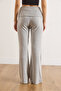 Women's Gray Folded Waist Soft Flowy Pants Pnt-19000373 - 6