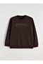 Lcwaikiki Classic Brown Large Size Crew Neck Printed Men's Thick Sweatshirt - 5