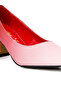 Women Red & White Metallic Accent Block Heel Pumps - 5