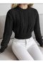 Hair Knit Model Medium Length Crew Neck Women's Knitwear Sweater - 3