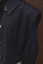 Padded Denim Look Short Navy Blue Jacket - 4