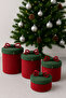 Christmas Set of 4 Jute Rope Decorative Gift Baskets – Red Green Christmas Basket - 4