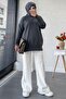 Mercerized Women's Tunic with Button Detail on the Sleeve – Anthracite - 7