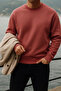 Men's Crew Neck Casual Dusty Rose Sweater - 4