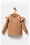 Ruffled Collar Floral Embroidered 2 Thread Long Sleeve Girls' Sweatshirt - 2