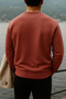 Men's Crew Neck Casual Dusty Rose Sweater - 3