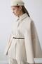 Suede Belt Detailed Cape Stone Coat - 3