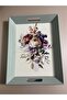 Flower Patterned Hand Painted Wooden Tea-Coffee Tray, Presentation Tray 37X27Cm