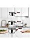 3-Piece Stainless Steel Milk Jug Coffee Pot Set with Red Handle (18Cm+15Cm+14Cm)