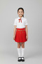 Girl's Red Bow White Shirt Red Pleated Skirt Performance Suit April 23 October 29 November 10 - 2