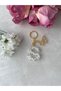 Letter S Pearl Detailed Keychain & Charm [with Pompom Option]
