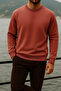 Men's Crew Neck Casual Dusty Rose Sweater - 5