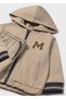 1-4 Years Old Baby Boy 2-Piece Set – Beige Hooded Zip-Up Cardigan and Beige Sweatpants - 2