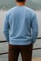 Men's Crew Neck Casual Baby Blue Sweater - 2