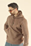 Men's Winter Soft Textured Fleece Lined Sweatshirt - Brown Regular Side Pocket Hoodie - 7