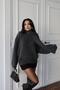 Anthracite Scarf Soft Textured Knit Sweater - 4