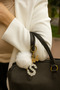Letter S Pearl Detailed Keychain & Charm [with Pompom Option] - 3