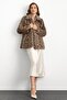 Shirt Collar Leopard Pattern Faux Fur Jacket Beige 1016 - 4