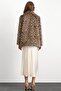 Shirt Collar Leopard Pattern Faux Fur Jacket Beige 1016 - 5