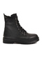 Black Leather Fur Laced Zippered Non-Slip Women's Boots 525383 Z - 2