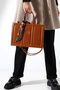 Tan Women's Large Size Box Model Bag with Scarf Accessories, Crossbody Strap, Shoulder and Hand Bag - 3