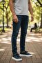 Men's Leather Sneaker Shoes Black-Navy Blue - 5