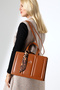 Tan Women's Large Size Box Model Bag with Scarf Accessories, Crossbody Strap, Shoulder and Hand Bag - 5