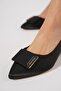 Kacew Mw Buckled Heeled Women's Ballerinas Black Satin - 5