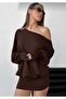 Women's Asymmetric Necklined Loose Dress with Draped Mini Dress - 2