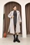 Women's Gray Double-Breasted Oversize Belted Long Cashmere Coat