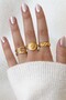 Women's Gold Color Adjustable Steel Ring (3 Pieces) - 2