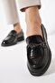 Beras Women's Genuine Leather Shoes with Front g Buckle Black Wrinkled Patent Leather - 3
