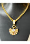 Steel Gold Stone Fan Necklace - 3